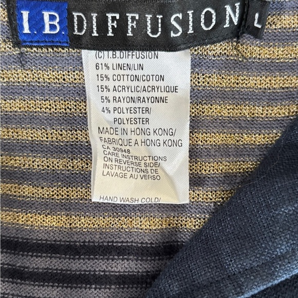 Women's Size L Button Down Blouse Gold‎ Metallic Coastal Nautical Sailor Chic - Picture 10 of 12